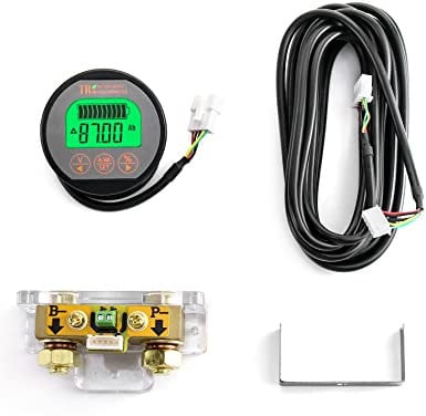 QWORK® Monitor de batería, Rango de corriente de voltaje 8V-80V, 0-350A, Voltímetro amperímetro, con cable personalizado de 4 m, Para Caravana RV, Auto