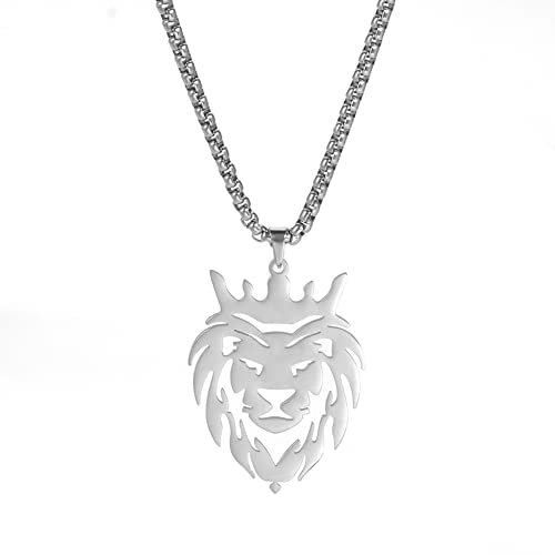 VASSAGO Unisex-Erwachsene Löwe Anhänger Halskette Vintage Edelstahl Löwe Statement Choker Schmuck Geschenke für Männer Frauen