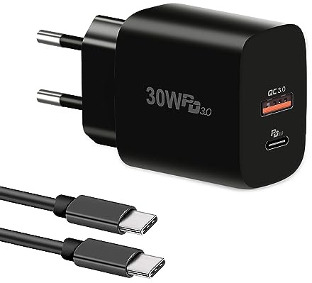 30W USB C Ladegerät, Cshare Netzteil PPS PD 3.0 Schnellladegerät Kompatibel Google Pixel 9/9Pro/8/8 Pro/8a/7/7 Pro/6/6 Pro/6a,iPhone 15 Pro Max,Samsung Galaxy S25 Ultra,2 Port und 2M USB C Kabel