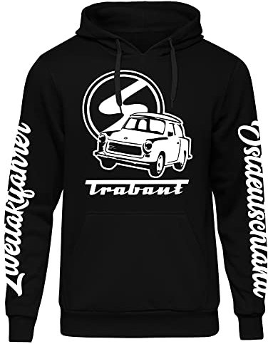 UGLYSHIRT Trabant Ostdeutschland Herren Kapuzenpullover | Zweitakter Hoodie Trabbi S50 S51 Simson Pullover | Schwarz (L)