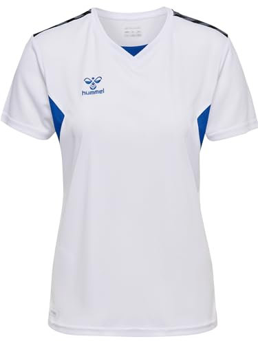 hummel Damen Hmlauthentic Pl Jersey S/S Woman Shirt, White/True Blue, M EU