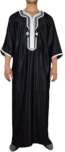 Xmiral Herren-Robe „Vier Jahreszeiten“, Bestickt, bequem, arabisch-muslimisch, mittellange Ärmel Hemd Totenkopf Herren