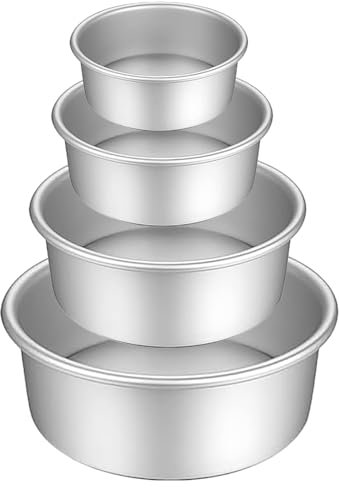 HQILRRA Moules à gâteaux ronds 4 pièces, moules à gâteaux profonds, aluminium anodisé, fond amovible, antiadhésif, pour les fêtes d'anniversaire, gâteaux à plusieurs étages, 4 tailles (5/6/7/8 )