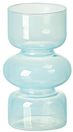 BestAlice Klare Vasen für die Dekoration, Glas-Hydrokultur-Blumenvasen, 7-Zoll-Vasen aus Farbigem Glas für Blumen, Dreischichtige Glas-Funky-Vasen für Wohnzimmer, Hochzeit, Tafelaufsatz,(Hellblau)