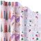LeZakaa Weihnachts-Geschenkpapierrolle – Mini-Rolle – 3 Rollen – 43,2 x 308,5 cm pro Rolle, rosa lila Merry Bright, Weihnachtsbaum, fliegende Taube, Weihnachtselemente, Urlaubskollektion