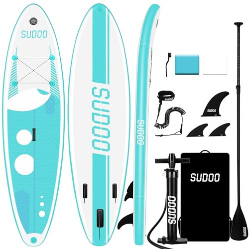 SUDOO Inflatable Stand Up Paddle Board 10'6x33x6/320x84x15cm SUP Paddleboard Ultra-Light Included SUP Board, Adj Paddle, Pump, Backpack, Leash, 3 Fins, Non-Slip Deckpad, Repair Kit
