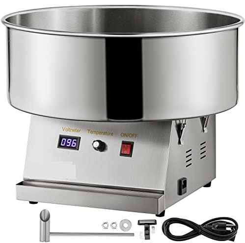 CASEGO Machine à Barbe à Papa électrique, Fabricant de Fil à Barbe à Papa Commercial pour carnavals, fêtes d'anniversaire, Sucre de Guimauve Polyvalent (Silver)