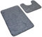 DIVCHI Non Slip Bath Mat Set - 2 Piece Thickened Bathroom Mat Set - Extra Absorbent 100% Memory Foam Bath Mat (80 x 50cm) and Pedestal Toilet Mat (50 x 40cm U Shape) (Dark Grey)