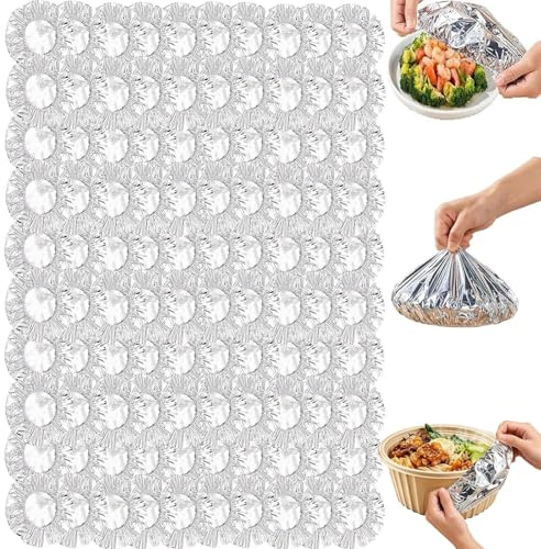 alu isolierhaube speisen，alu isolierhaube,alufolie abdeckung,alufolie isolierhaube,Aluminium Foil Sheets for Food,50/100 stück Reusable Cling Film - Heat Resistant Covers,For Keeping Kitche(100pcs)