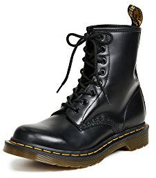 Dr. Martens 1460 W, Stivale da donna in nappa nera a 8 occhielli, Nero liscio, 42 EU