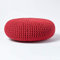 Homescapes Pouf Strickpouf rundes Bodenkissen, Sitzpouf 70 x 23 cm, gepolsterter Sitzhocker, Sitzpuff/Puff mit grob gestricktem Bezug aus 100% Baumwolle, Strickpuff, rot