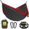 Wise Owl Outfitters Hängematte - Outdoor Hängematte für 2 Personen - Ultraleichte Reisehängematte - Belastbar bis 226 kg - Camping Zubehör - Inkl. Aufhängung u. Karabiner (Anthrazit und Rot)