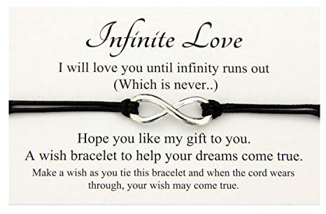 Lucor Infinite Love, Love Gifts, Infinity Wish Bracelet, Anniversary, Valentines Day, Birthday, Party, Black Wristband Bracelet