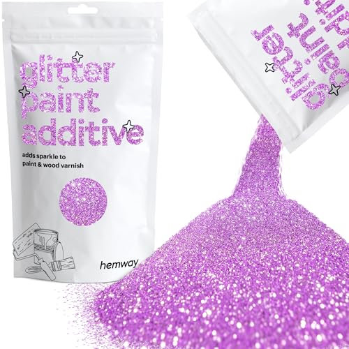 Hemway Glitter Paint Additive - Lavender Purple | Metallic Flakes for Adding Sparkle to Paints & Wood Varnish | Add to Emulsion, Acrylic & Latex for Indoor Sparkly Walls | 100 g