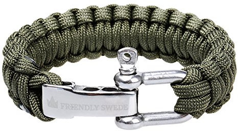 The Friendly Swede Bracelet de Survie en Paracorde avec Fermeture en Acier Inoxydable - Taille Ajustable (Vert, Medium)