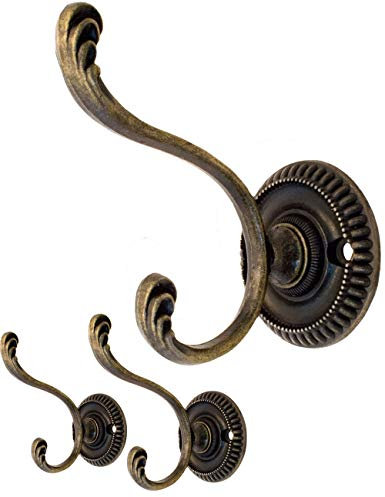 Fuxxer® 2x Antike Garderoben-Haken, Eisen-Haken, Bronze Design, 75x50mm, 2er Set