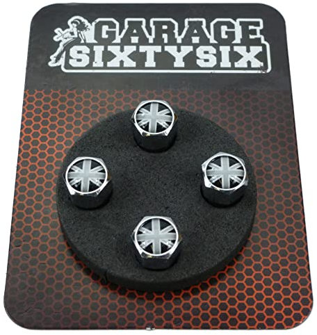 Garage-SixtySix Ventilkappen UK schwarz-weiß / 4 Stück/Modell: Pittsburg
