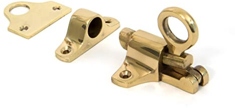 From The Anvil Polished Brass Fanlight Catch + Two Keeps 90267