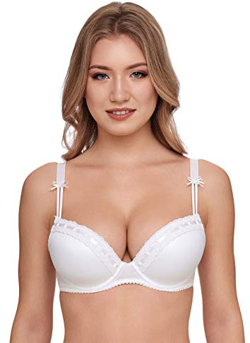 Susa ❤ Dirndl BH 7432 Push Up mit Bügel und Schale 70-90, A-E weiß schwarz Farbe Weiss, Größe 90B