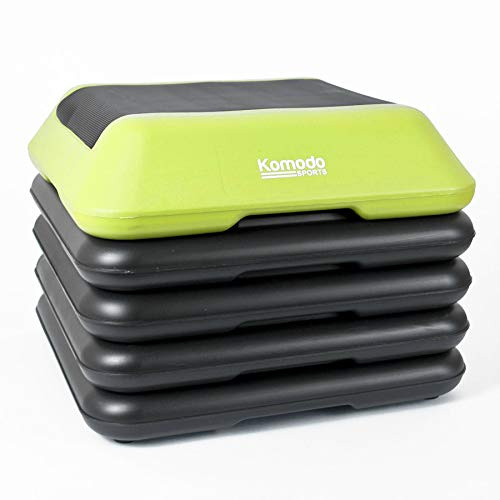 Komodo 5 Level Aerobic Stepper Adjustable Exercise Fitness Step | Can be used at 10cm, 15cm, 20cm, 25cm or 30cm heights, Measures 40cm x 40cm, Non-slip surface