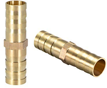 sourcing map 2 Stück 39x10mm oder 3/8 ID Messing Schlauch Anschluss gerader Widerhaken Verbinder Luft Gas Wasser Kraftstoff