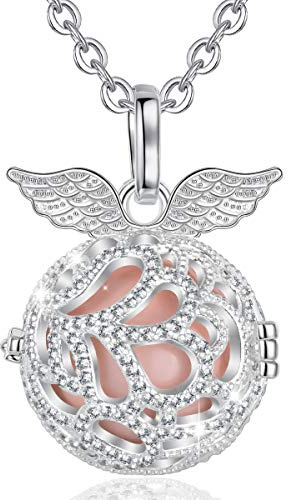 AEONSLOVE Collana Angeli Gravidanza, Collana Lunga Donna Ali d'angelo Con Ciondolo Chiama Angeli Bola Messicana Maternita per Mamma e Bambino Regalo Originale Bel Gioielli