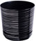 KORAD Vaso da fiori con sottobicchiere integrato - Decoro 073 - nero con filo d'argento, diametro 26 cm - Vaso per piante in plastica di alta qualità - Pentola di piante con fori di drenaggio