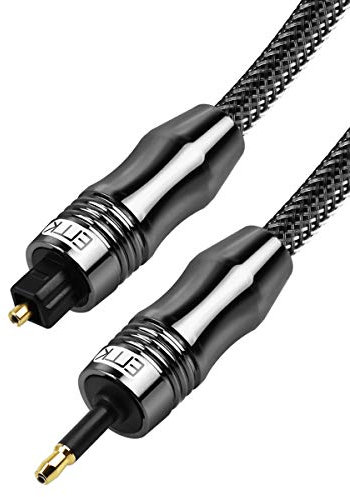 EMK - 2M Cavo audio ottico da 3,5 mm da mini TOSLINK a TOSLINK per tutti i dispositivi con porta Toslink 3,5 mm