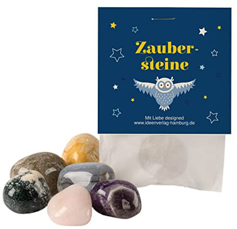 Ideenverlag HAMBURG 10x Zaubereule Glückssteine für Kinder/Glücksbringer Stein Zaubersteine als Mitgebsel Kindergeburtstag / Glücksbringer Kinder/ Geburtstag