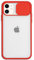 Mixroom - Cover Custodia per Apple iPhone 11 Protezione Fotocamera con finestrino Scorrevole in Silicone TPU Semi Trasparente Rosso
