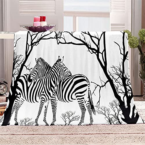 FANSU Kuscheldecke Flauschig Flanell Decke, 3D Drucken Microfaser Weich Warm Plüsch Fleecedecke Sofadecke Couchdecke Wohndecke Bettdecke Tagesdecke (Zebra,130x150cm)