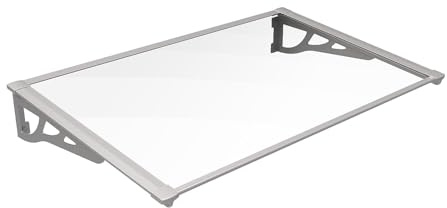 Vente-unique - Auvent de Porte en Aluminium 120 x 90 cm incliné argenté Kepler