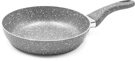 Zanetti Pietra Rara Padella Antiaderente Padella con Alluminio Manico Soft Touch Alta Resistenza, 26 cm Diametro, colore Grigio, Made in Italy