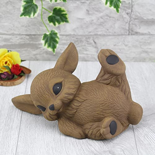 STEINFIGUREN SPICKER Steinfigur Hase liegend Zwergkaninchen 226/2 Gartenfigur Steinguss Tierfigur Braun Patina