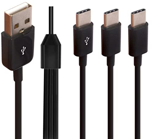Multi USB C Splitter Cable, 3 in 1 USB 2.0 A Male to Three USB Typec C Male 1 to 3 Sync Charging Cable Adapter Cord Compatible with Mobile/Android and More (30cm)