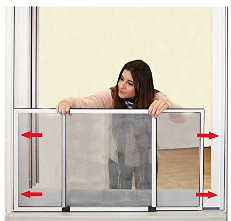 Zanzariera Con Telaio Estensibile da 70X100 a 70X192Cm Per Tapparelle Finestre Con Spazzolino di Chiusura 6001