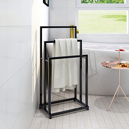 Towel Rack,Towel Bar,Hand Towel Holder,Modern Metal Freestanding 3 Tier Towel Rack Storage Organizer Washcloths Holder for Bathroom living room Washroom Black