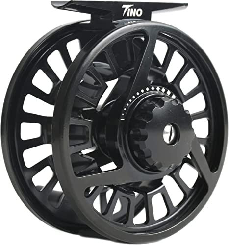 Maximumcatch Tino Fliegenrolle Lila/Schwarz in 3/4, 5/6, 7/8wt, und Fliegenfischen Rolle mit Schnüre (Schwarz, 5-6 WT)