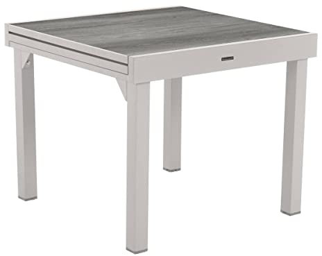 Hespéride - Ausziehbarer Garten-Tisch Piazza Grau Rauch & Weiß - 8 Sitze - Rauch/Weißgrau