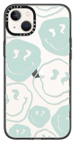 CASETiFY Compact iPhone 14 Plus Case [2X Military Grade Drop Tested / 4ft Drop Protection] - Aqua Smile Transparent - Clear Black