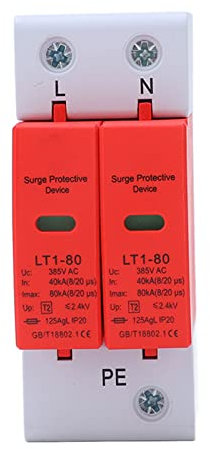 Dispositif de Protection Contre Les Surtensions, AC 385V 2P 40‑80KA Rail de Guidage Protecteur de Dispositif Parafoudre de Tension Module de Protection électronique pour Solaire Photovoltaïque