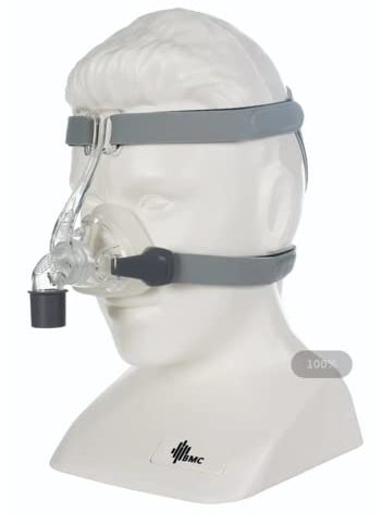 BMC NM4 Bequeme Universal-Kissenmaske mit Nasen-Silikonkissen in 3 Größen für Angenehmen Schlaf (ALLE)
