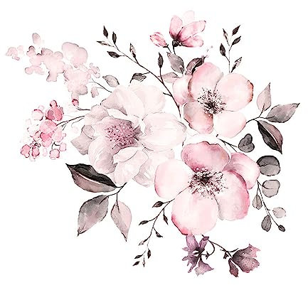 Colexy Stickers Muraux Fleur de Pivoine, Stickers Muraux Vintage Fleur, Sticker Muraux Fleurs, Stickers Muraux Décoratifs Pivoine, Autocollant Mural Pivoine, Peint Chambre Décoration Fond, 44x42cm (C)