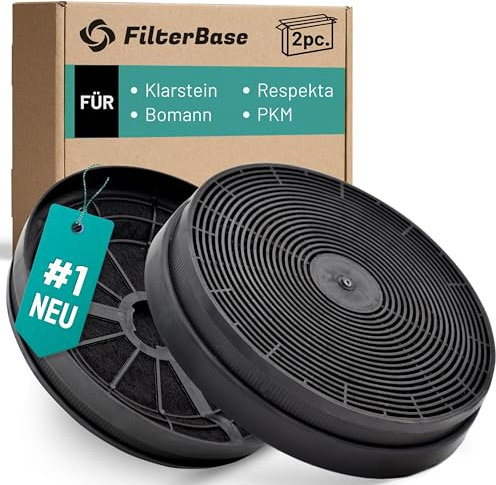 FilterBase® Aktivkohlefilter 2 Stück für Respekta MIZ0023 | Klarstein Zarah Zelda Zola Balzac Aurora Aurica 10029385 10029387 10029388 10013866 10013867 10013868 | Bomann KF561