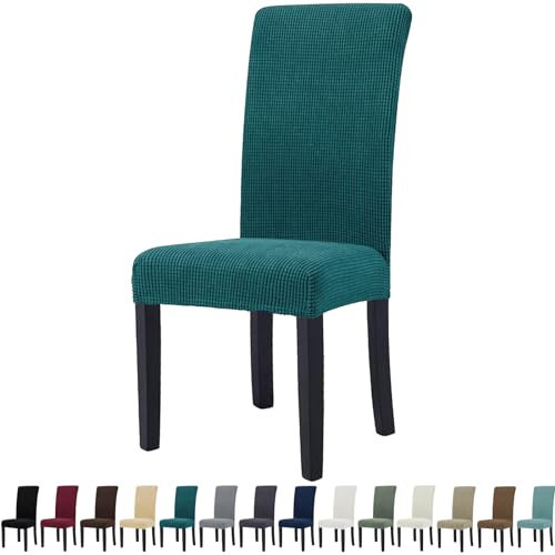 YSTELLAA Stuhlhussen 6er Set, Stretch Stuhlbezug Für Esszimmerstühle, Abnehmbarer Waschbarer stuhlhusse, Stuhlbezüge Elastisch, Hussen Für Stühle Für Hotel, Küche Restaurant, Grün