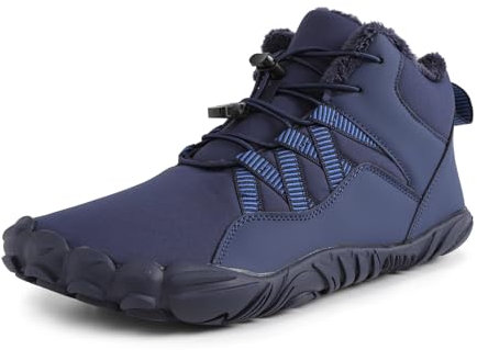 tqgold Barfußschuhe Herren Winter Damen Barfussschuhe Winterstiefel Wasserdicht Winterschuhe Warme Gefüttert Schneestiefel rutschfeste Barfuss Schuhe Stiefel(B90001 Blau,42EU)