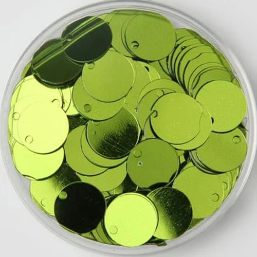 Neue flache, runde, lose Pailletten aus PVC, Pailletten, Nähen, Basteln, DIY-Zubehör für Kleidungsstücke – Hellgrün – 12 mm, 10 g, 200 Stück