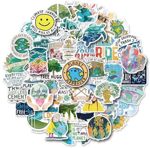SEGXE 50 Pcs Kids Graffit Stickers Protect The Earth Logo Stickers, Suitable for Skateboards, Water Bottles, Scooters, Laptops, Luggage, Wardrobes, Refrigerators (Protect The Earth)
