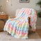 Kuscheldecke Kaninchen Plüsch Decke Super Soft Wohndecke Dick 1000 G/M² Flanell Decke Couchdecke Warme Überwurfdecke Sofadecke Vielseitig Blanket Für Bett Sofa Schlafzimmer Büro Regenbogen 130 x 160cm