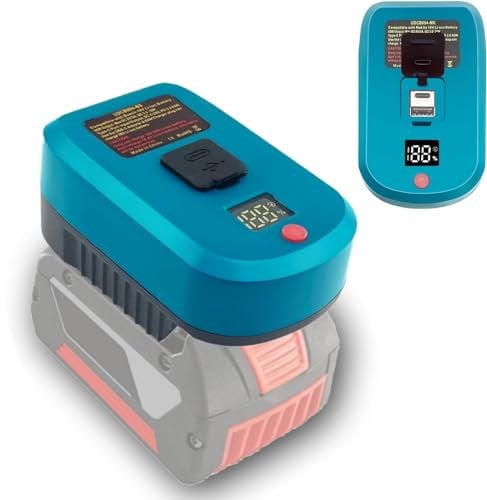 【Verbessert】 für Bosch 18V GBA Akku Ladegerät Adapter, TEPULAS USB Handyladegerät Stromquellen Adapter für Bosch mit USB & Typ C & LCD Display(Keine Batterie)